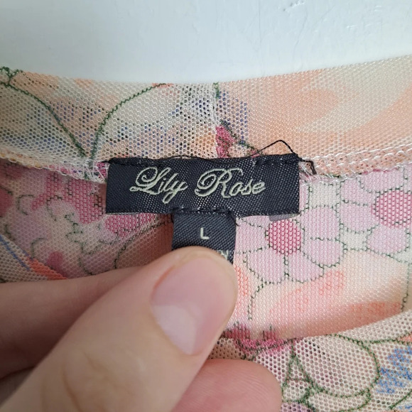 Fairy Floral Mini Tier Lily Rose Mesh Romantic Dainty Coquette Dress Size L - Picture 4 of 7